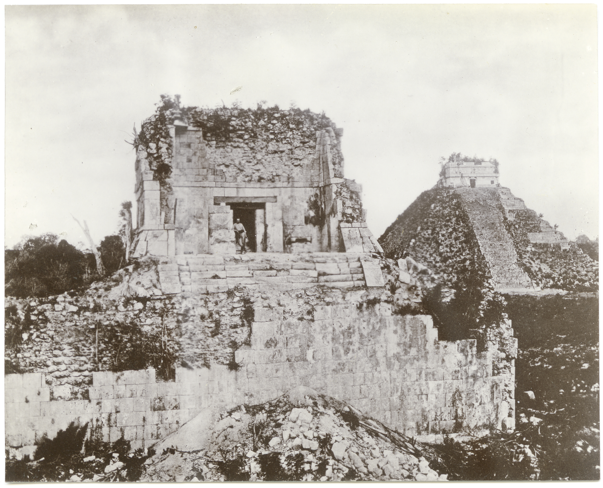 Photograph of the Upper Temple of the Jaguars in the 1890s