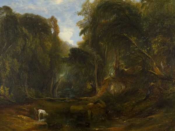 A painting of a forest