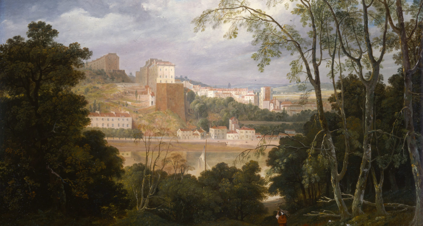 A view of Clifton, Bristol from a riverside forest