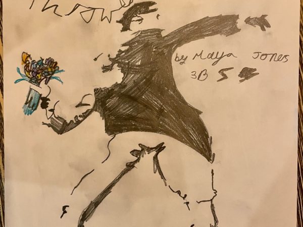 child's drawing of a flower thrower