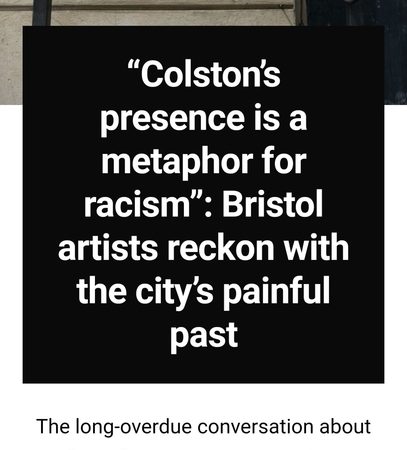 Screenshot from www.nme.com. ‘’Colston’s presence is a metaphor for racism’: Bristol artists reckon with the city’s painful past.’ NME online (© NME)