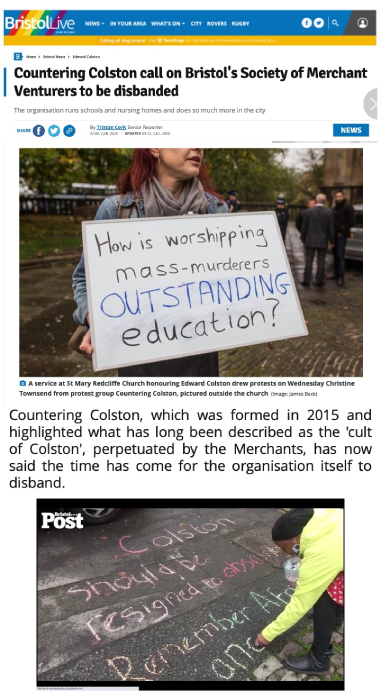 Press coverage of Countering Colston’s campaign to disband the Merchant Venturers, July 2020 (© Bristol Post)
